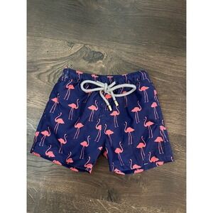 Stivali Kids Navy Blue Pink Flamingo Print Swim Trunks Toddler Boys Size 2Y
